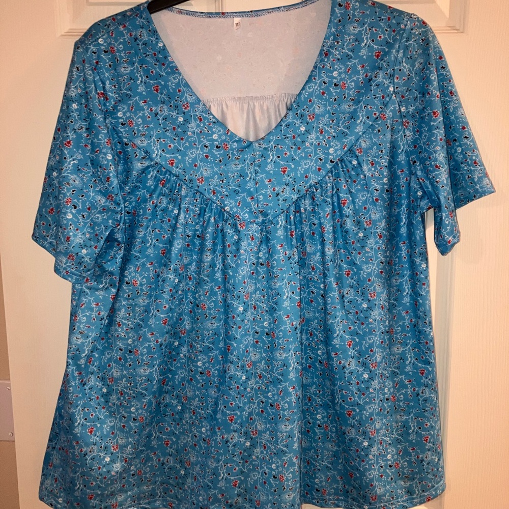 Floral Blue Women's Top